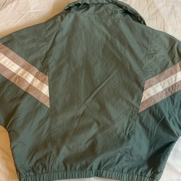 Garage | 90s Green Windbreaker Track Jacket | Retro Zip-Up Bomber | Size S - Picture 5 of 5